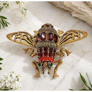Joan Rivers Rhinestone Bumble Bee Crystal Jeweled Insect Hornet Wasp Pin Brooch